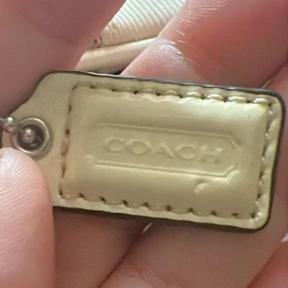 Coach Signature Tan Brown Wristlet Monogram Cream Accent Wristlet - Picture 4 of 11